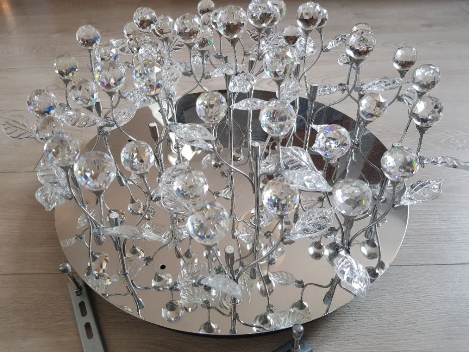 Lampa Plafon Kryształy Listki Glamour średnica ok. 55 cm