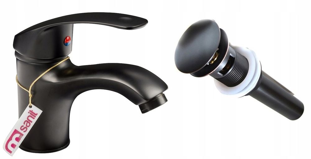 SOL bateria umywalkowa kran czarna korek łazienka