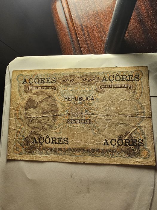 Nota 2500 Reis 1909 P-8 Açores