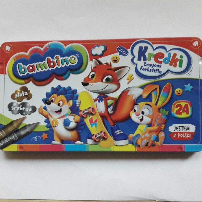 Kredki BAMBINO 24 kolory w pudełku metalowym