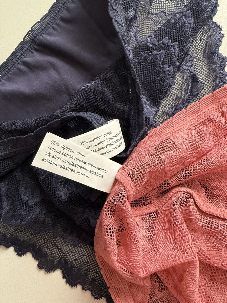 NOWE 2-pak komplet majtek bawełnianych koronka premium cotton M/L