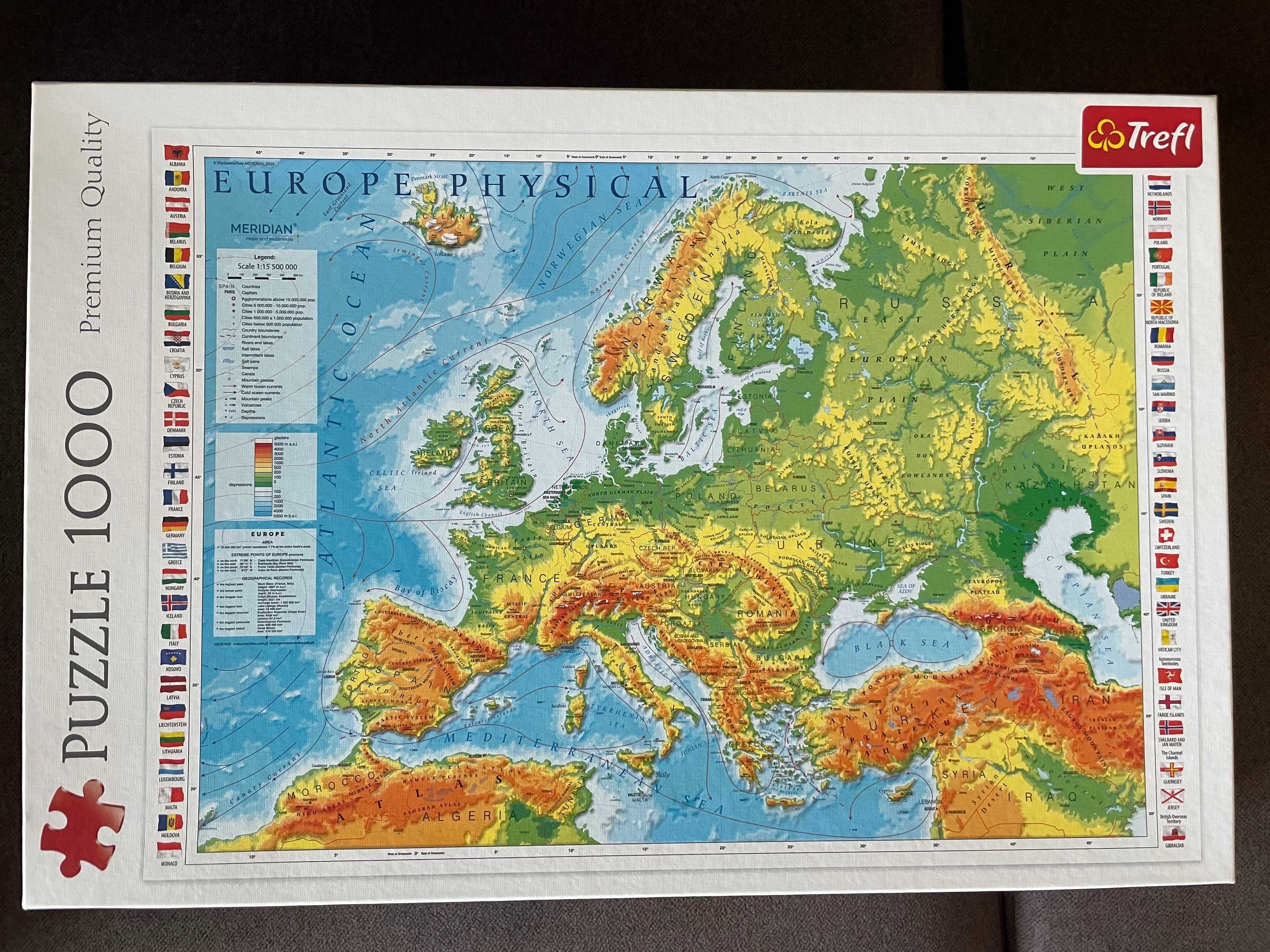 Trefl Puzzle 1000el. Mapa fizyczna Europy 10605