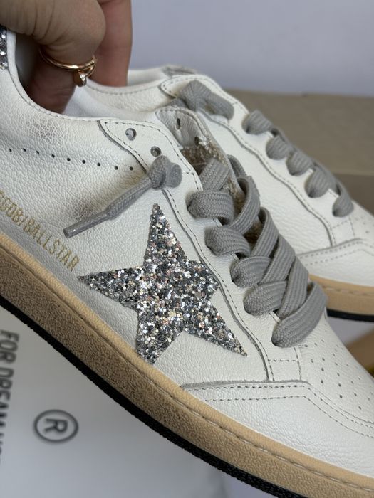 кеди голден гус шкіряні білі жіночі Golden Goose GGDB з блискітками -