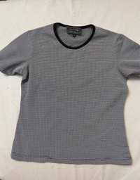 koszulka top bluzka w kratkę t-shirt czarno biała