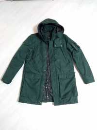 мужской пуховик парка пальто L р куртка длинная мужская хаки зелёная
