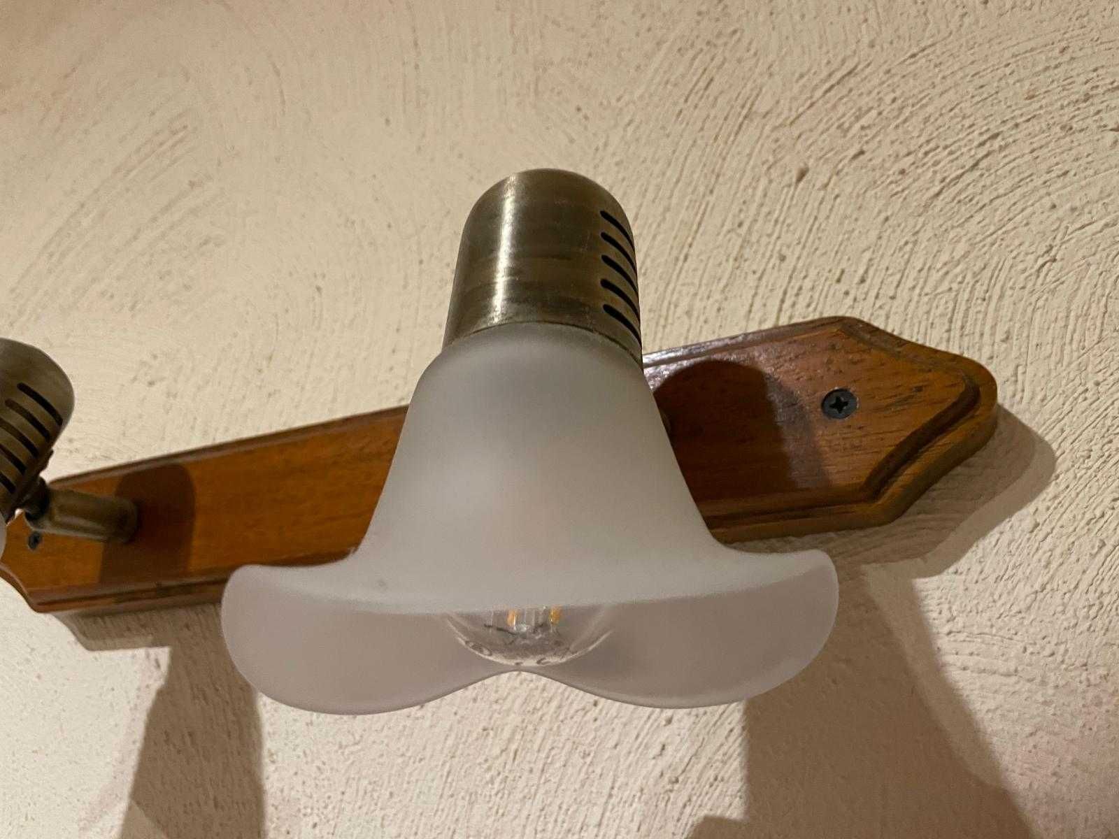 Lampa sufitowa kinkiet drewniana listwa  E 14 loft rustikalna