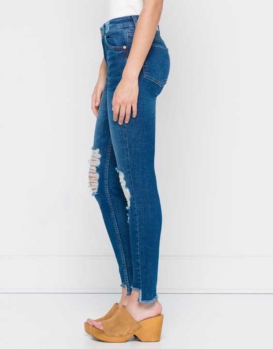 PULL&BEAR rurki SKINNY przecieran DZIURY 42 XL