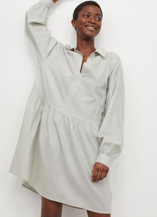 H&M L-XXL zwiewna owersizowa sukienka bawełniana szałwiowa zieleń