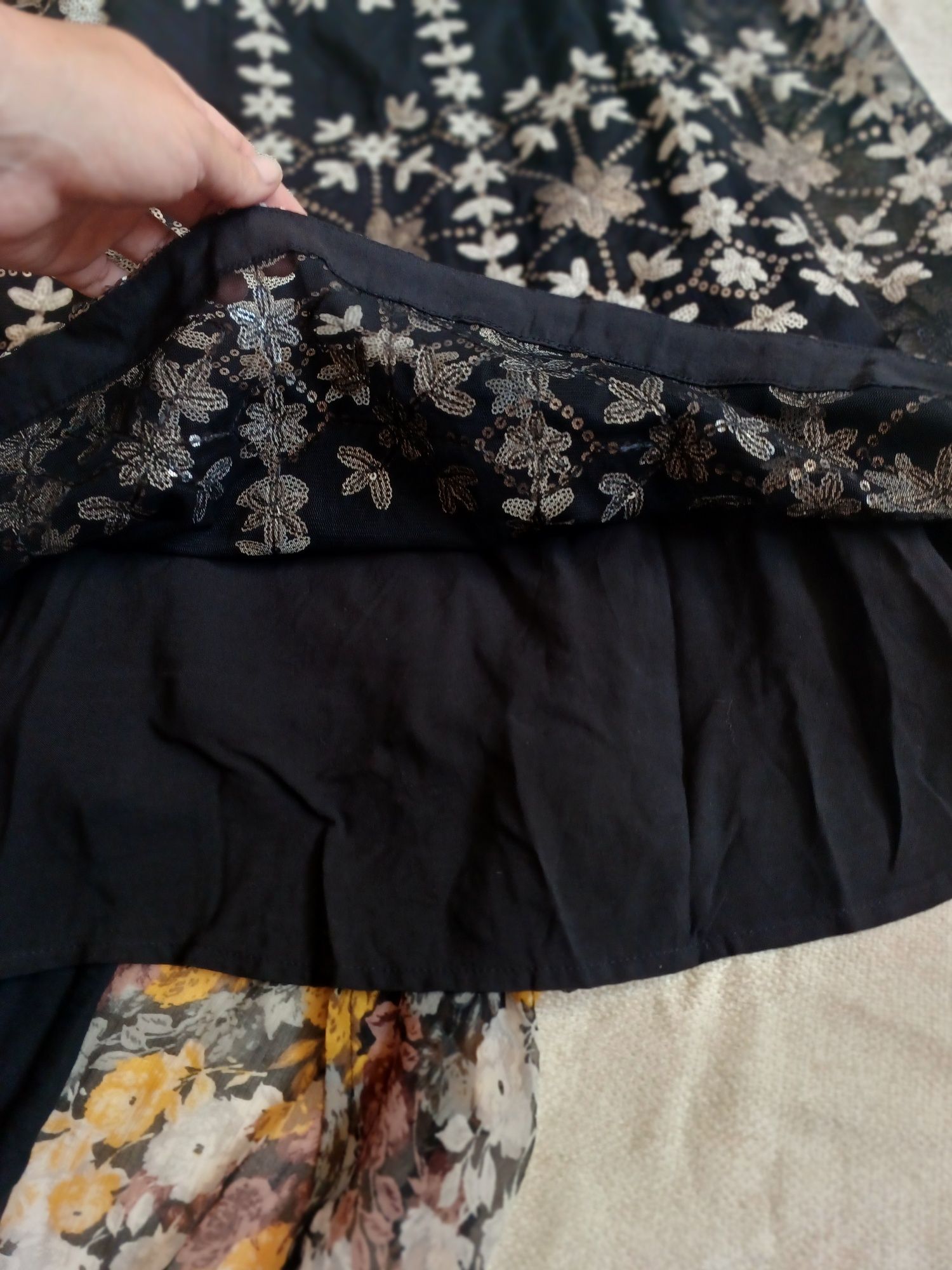 Платье сеточка с вышивкой пайетки блестящее цветочный принт hollister