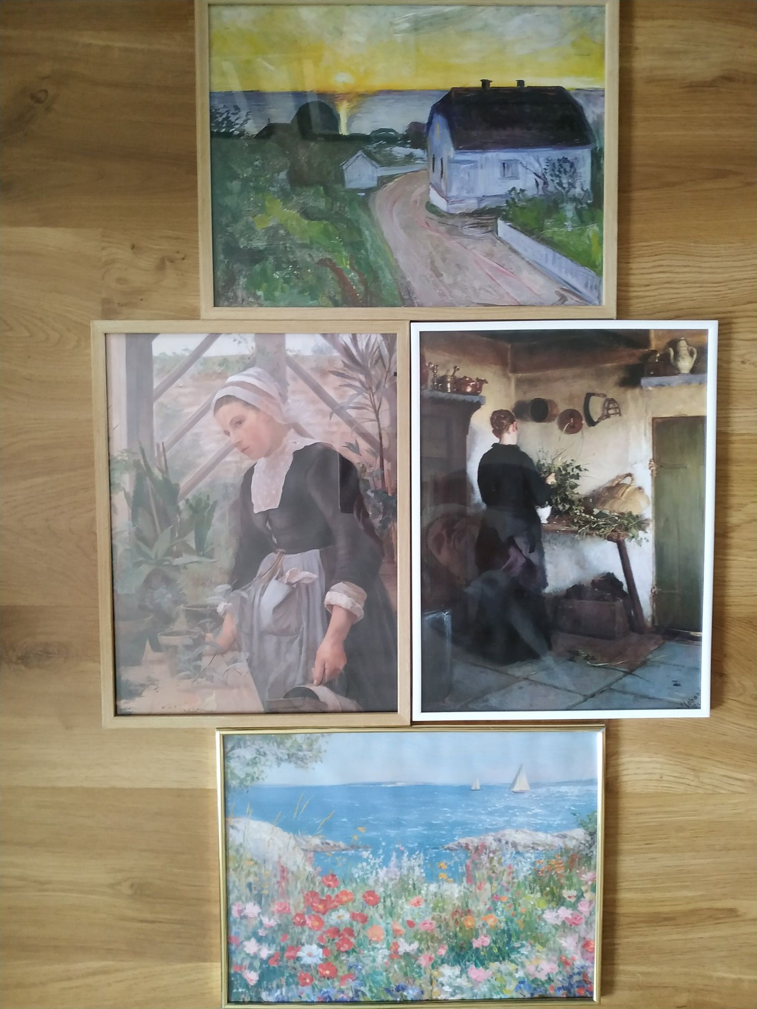 Cztery obrazy na płótnie w ramach 32cm na 42cm pejzaże portrety piękne