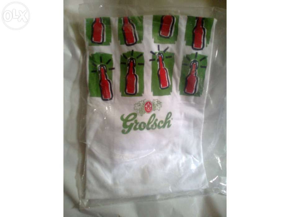 Tshirt branca de algodão da marca de cerveja Grolsh, Nova