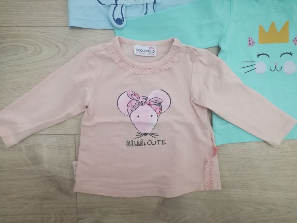 Bluzki bluzeczki koszulki Coccodrillo, jak h&m. R. 68. Jak nowe.