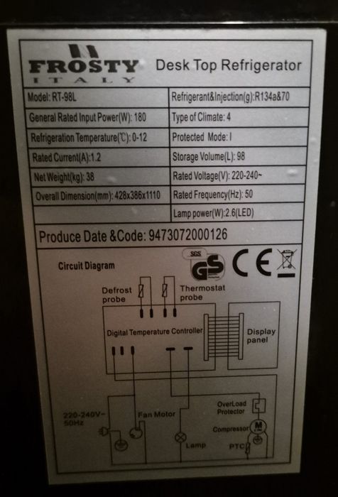 Холодильна шафа Frosty RT98L
