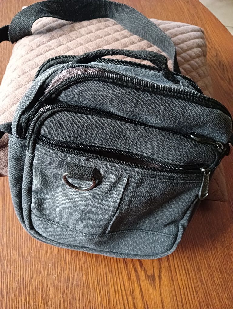 Saszetka męska na ramię szary jeans