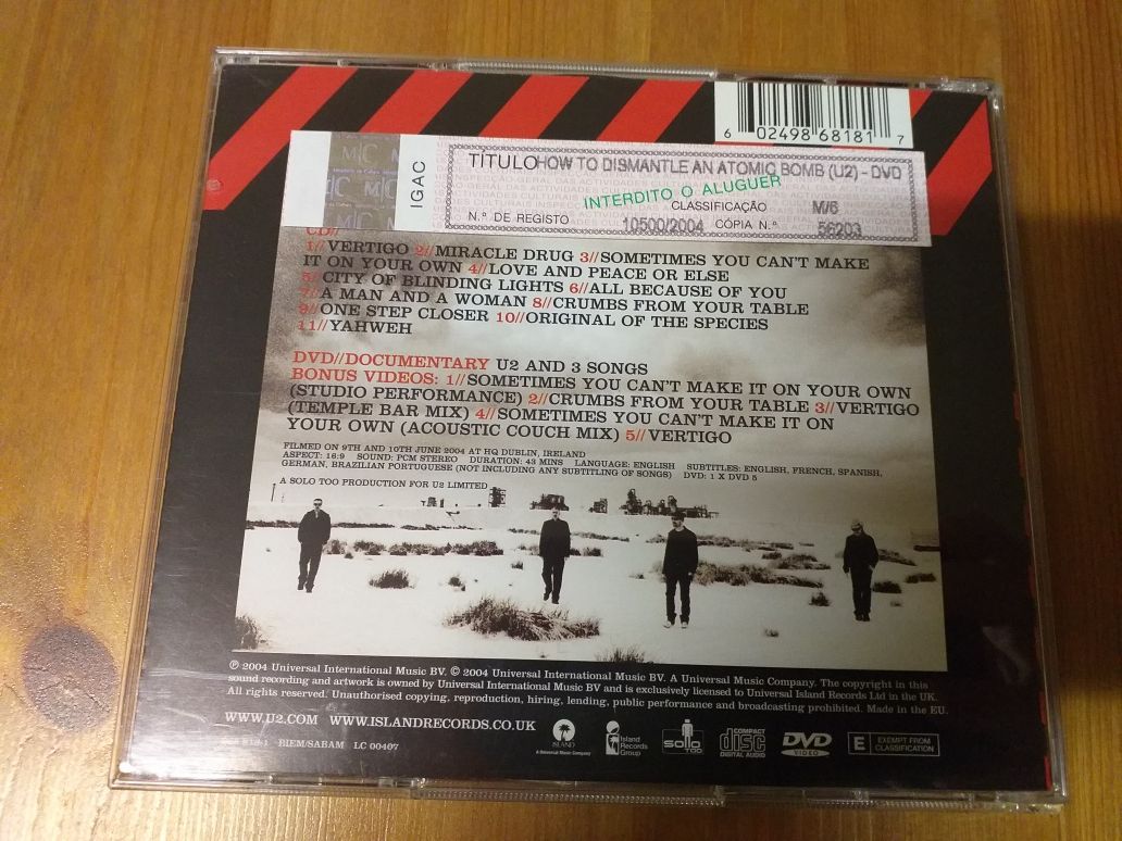 NOVO À ESTREIA;Cd+Dvd U2,How to desmantle an atomic bomb,envio ctt