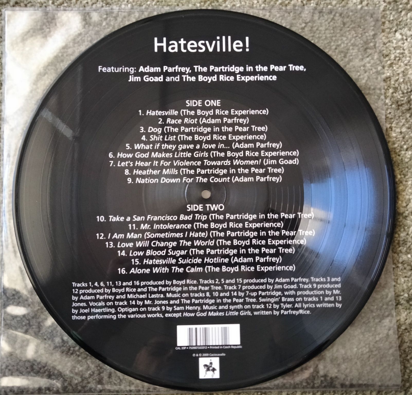 Boyd Rice Experience - Hatesville! -12"  picture disc - raridade