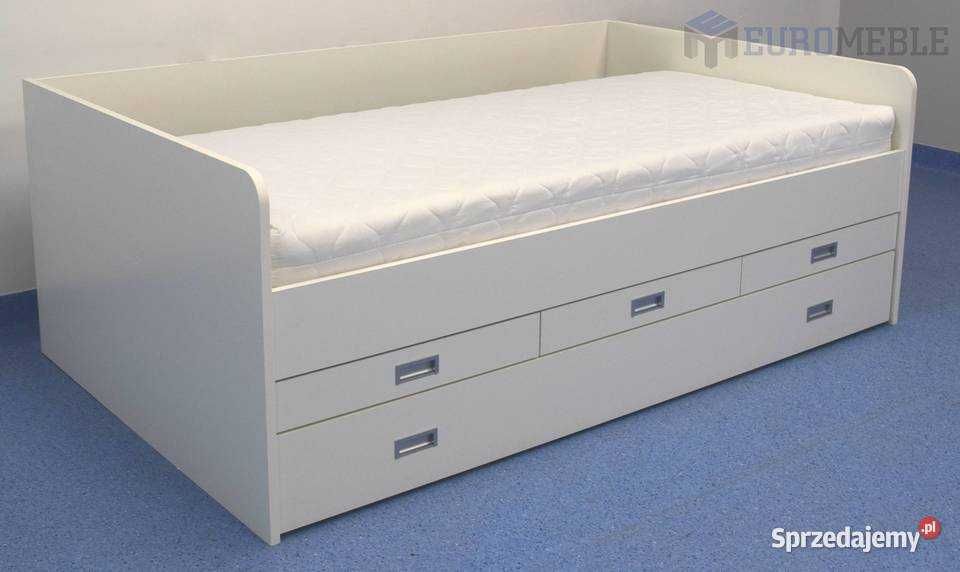 Łóżko podwójne drewnopodobne łóżka 120x200 biały