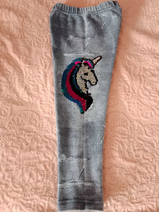 Spodnie legginsy getry ciepłe na zimę jednorożec 98/104