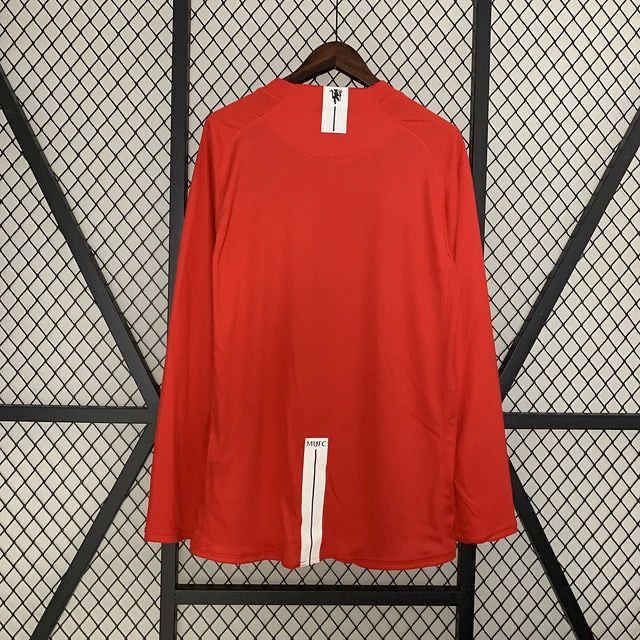 Camisola Principal do Manchester United 2007/2008 manga comprida