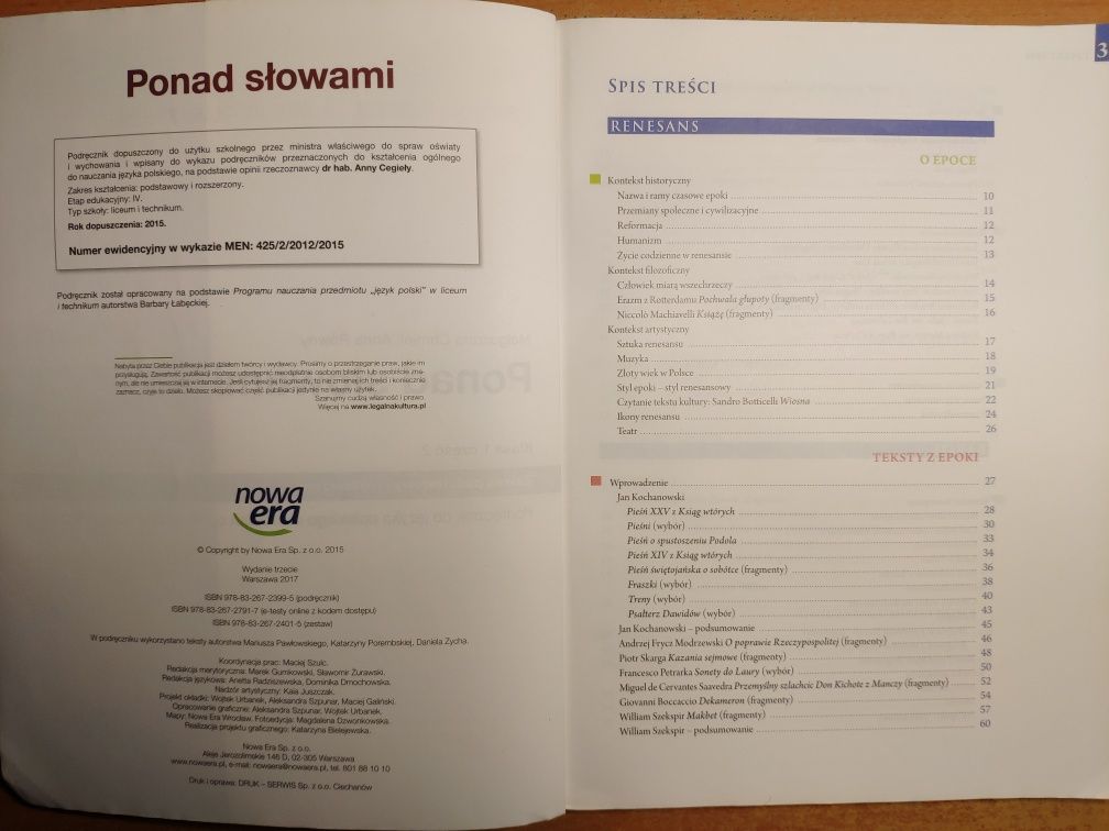 Ponad słowami klasa 1 część 2, zakres podstawowy i rozszerzony