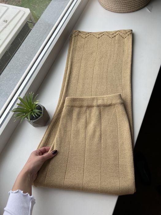 Штани брюки батал 18 розмір палаццо трикотажні вязані з бісером