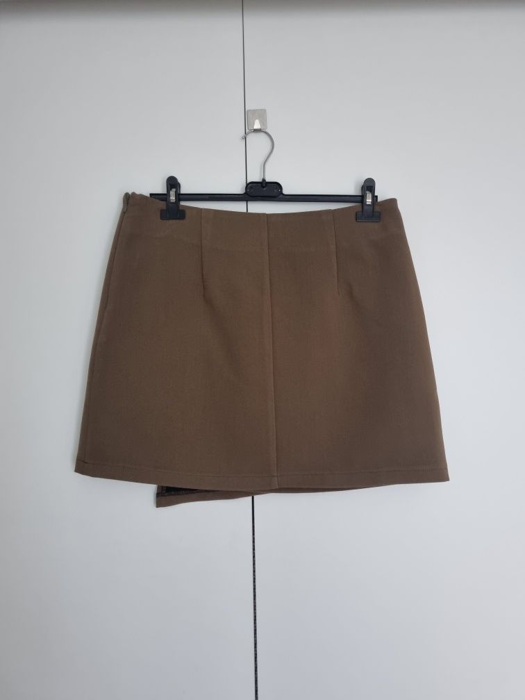 Spódnica mini z rozcięciem XL 42 khaki moda fashion vintage lato