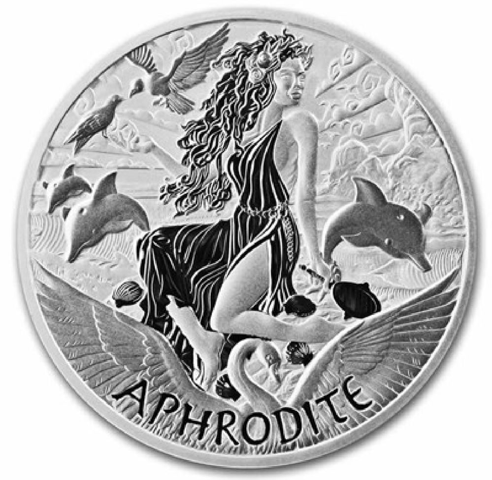 Богиня Афродіта Aphrodite. Срібна інвестиційна монета 2022 Perth mint.