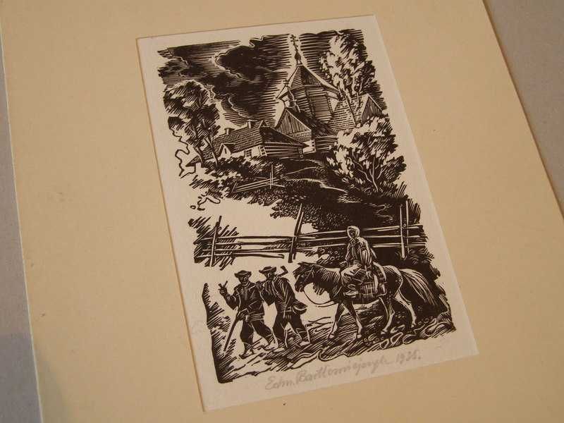 Ed. Bartłomiejczyk - Scena huculska - drzeworyt sygn. 1935.