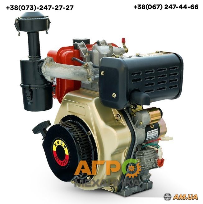 Двигун Зубр 186FE дизельний 9 к.с., електростартер, вал 25 мм шліц