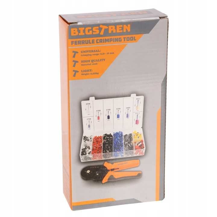 Zaciskarka do Tulejek Kabli Końcówek Konektorów 1200 szt 0,5 - 10 mm