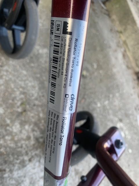 Chodzik balkonik składany czterokołowy podpórka DRIVE 130 kg BORDO