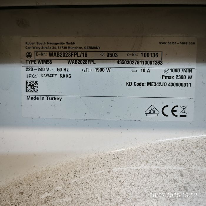 Silnik od pralki Bosch Serie 2 vario perfekt Sprawny