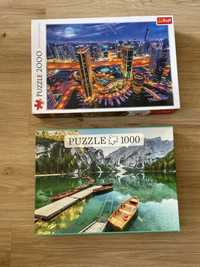 Trefl PUZZLE pakiet 2000 i 1000 Swiatla Dubaju Lake Prags