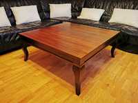 Śliczny stół do salonu ława Mikołajczyk meble 100x100 ciemny piękny