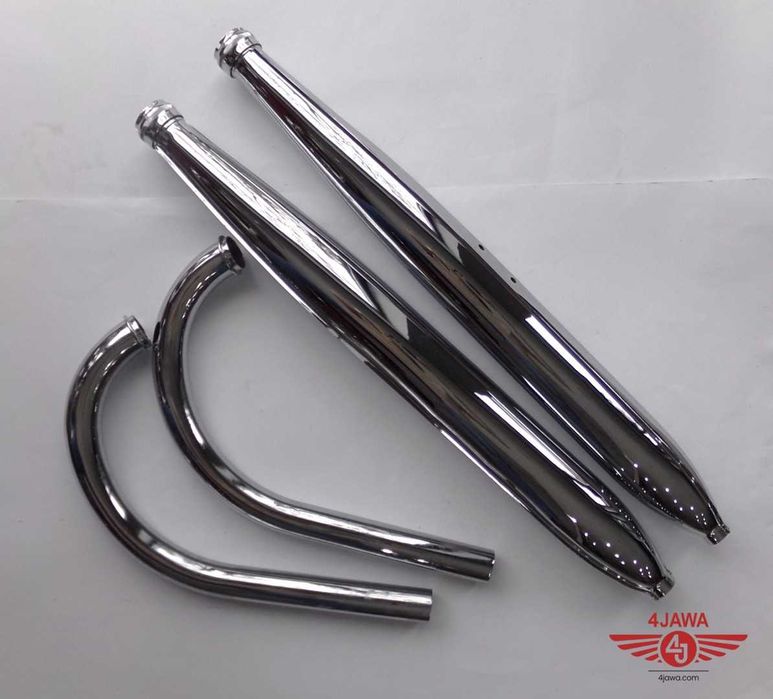 Tłumiki / wydech z kolankami chrom Jawa 250 353 kyvcka
