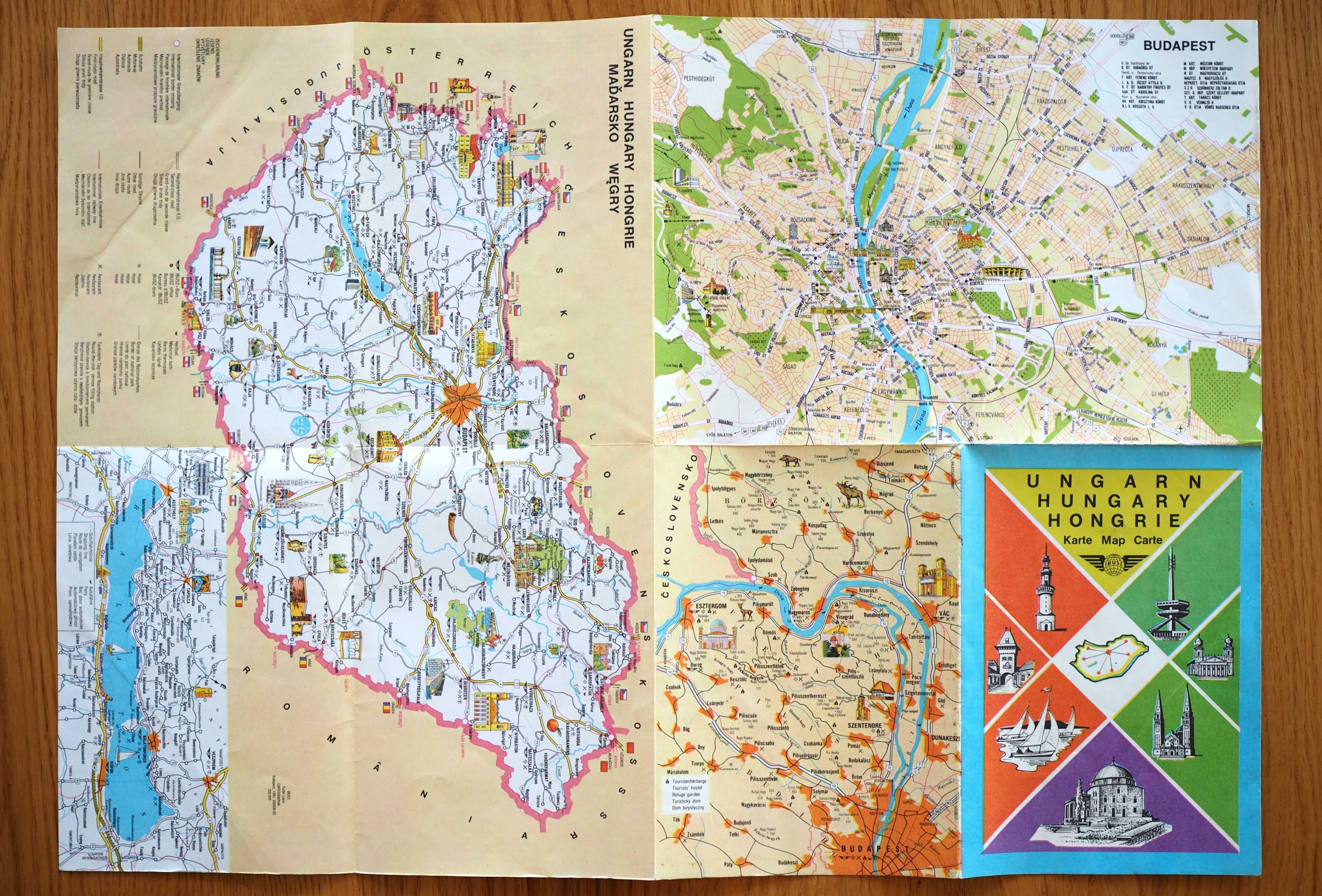 Węgry atlas, Budapeszt przewodnik, mapa PRL