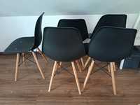 Czarne krzesło skandynawskie nowoczesne do kuchni 6 sztuk scandi