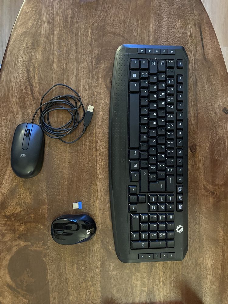 Teclado + Rato Wireless + Rato com Fio HP