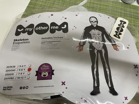 Fato carnaval/halloween esqueleto  5-6anos