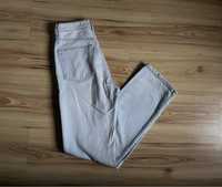 straight spodnie jeansowe jeansy turkusowe washed high waist