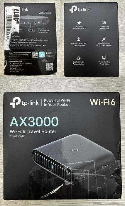 Роутер від повербанку TP-Link Wi-Fi 6 AX3000 TL-WR3002X + USB LTE (4g)