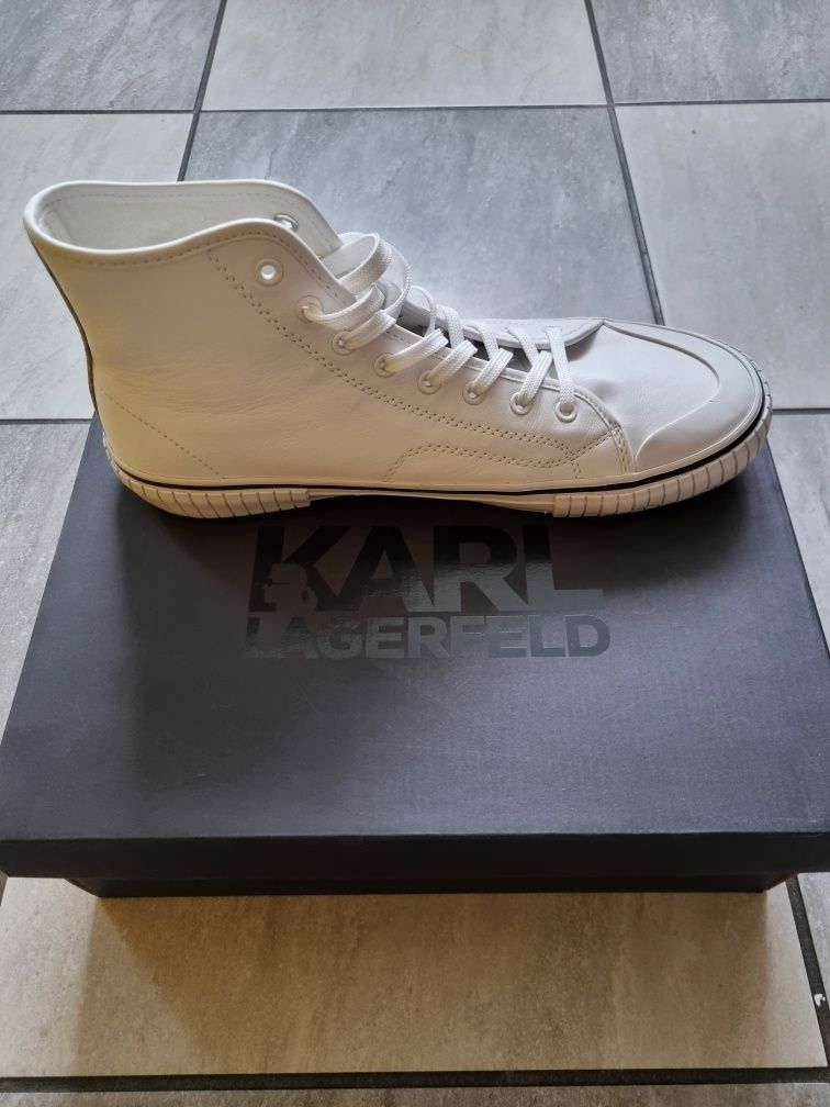 Skórzane męskie wysokie trampki, Karl Lagerfeld, 45