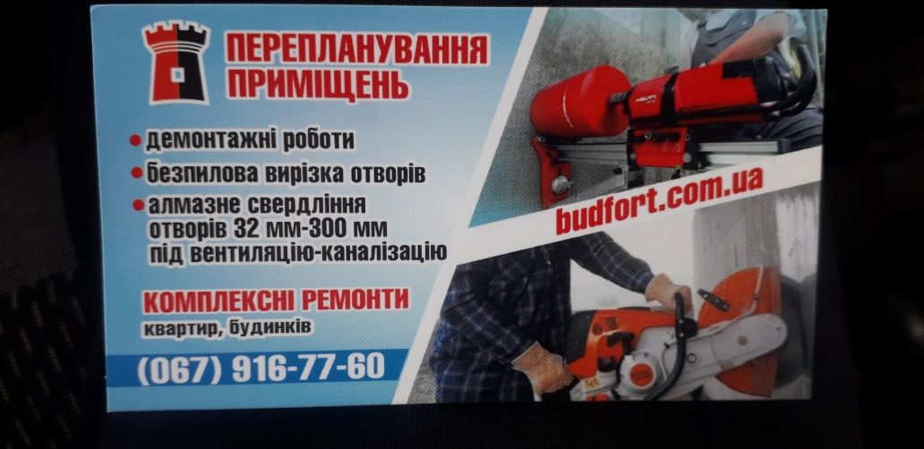 Алмазне сверління отворів від32мм-352мм