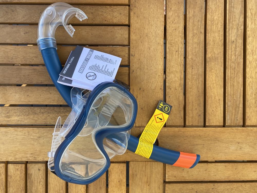 Kit Máscara, Tubo e Barbatanas de Snorkeling SNK 500 Adulto azul