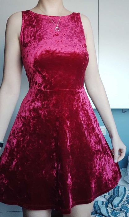 Sukienka bordowa welur