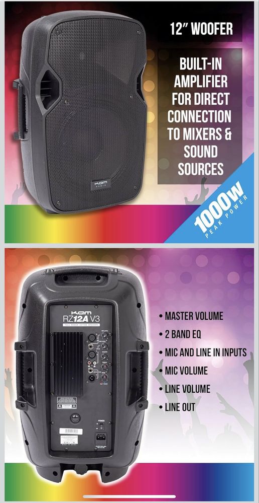KAM RZ 12A V3 Bluetooth Kolumna aktywna z odtwarzaczem