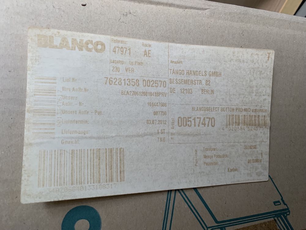 Blanco Botton Pro 60 Automatic 517470 Система сортировка мусора