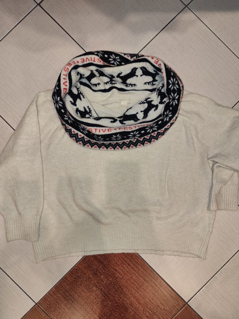 Sweter świąteczny, oversize, H&M, Festive, renifery,skandynawski,golf