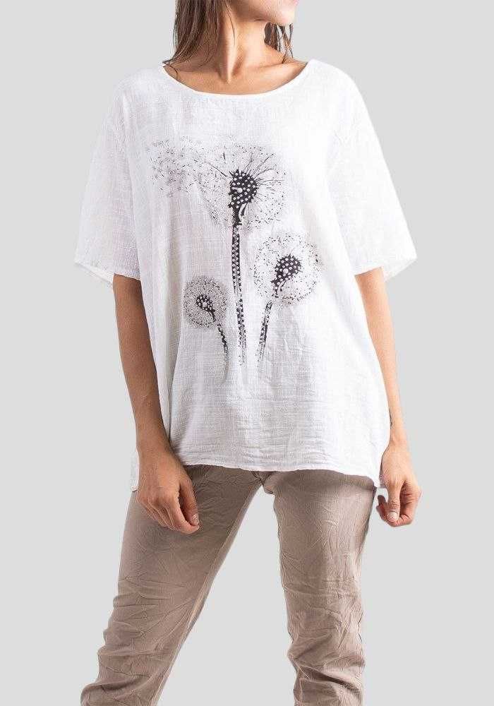 Белая летняя натуральная блуза LV Clothing блуза-футболка оверсайз
