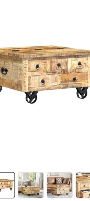 Stolik kawowy niepowtarzalny drzewo bukowe nowy 70/70/40